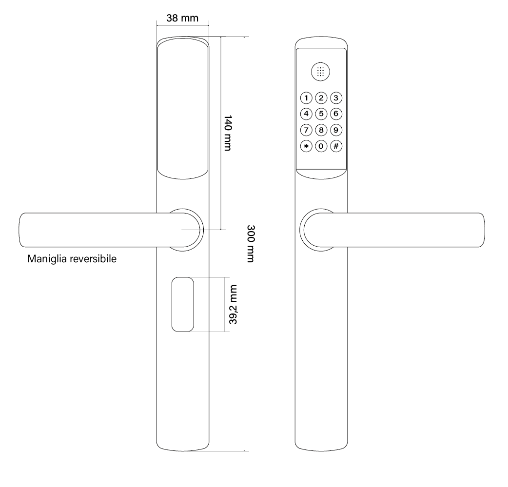 serratura Slim Code disegno tecnico